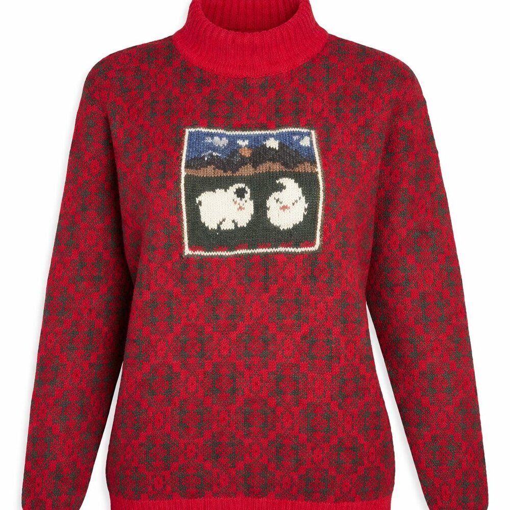 Vintage WOOLRICH Red Green Chunky Wool Blend Green Red Sweater Size  Large